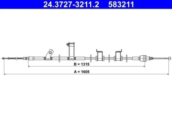 Seilzug, Feststellbremse hinten rechts ATE 24.3727-3211.2 Bild Seilzug, Feststellbremse hinten rechts ATE 24.3727-3211.2