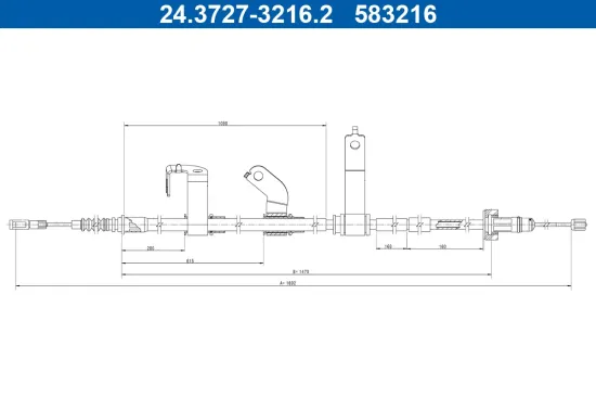 Seilzug, Feststellbremse hinten links ATE 24.3727-3216.2 Bild Seilzug, Feststellbremse hinten links ATE 24.3727-3216.2