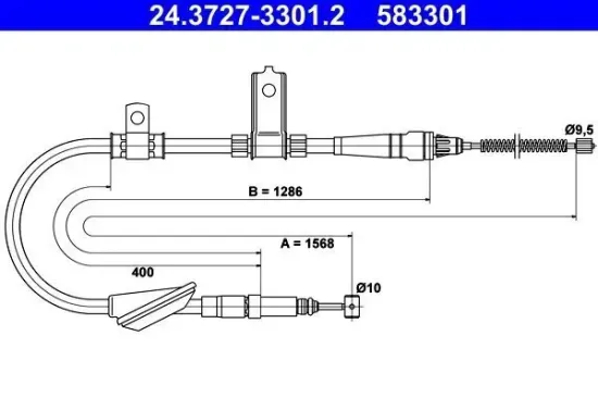 Seilzug, Feststellbremse hinten rechts ATE 24.3727-3301.2 Bild Seilzug, Feststellbremse hinten rechts ATE 24.3727-3301.2