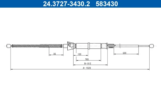 Seilzug, Feststellbremse hinten ATE 24.3727-3430.2 Bild Seilzug, Feststellbremse hinten ATE 24.3727-3430.2
