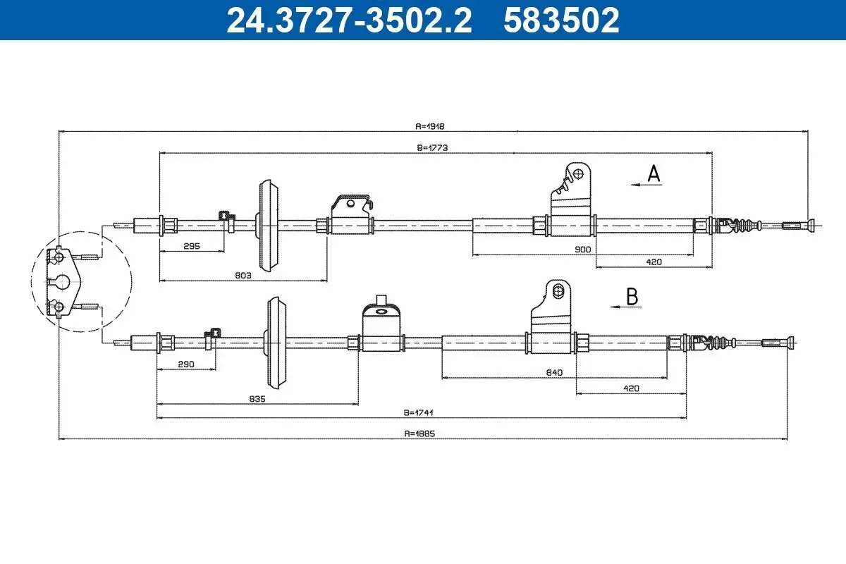 Seilzug, Feststellbremse hinten ATE 24.3727-3502.2