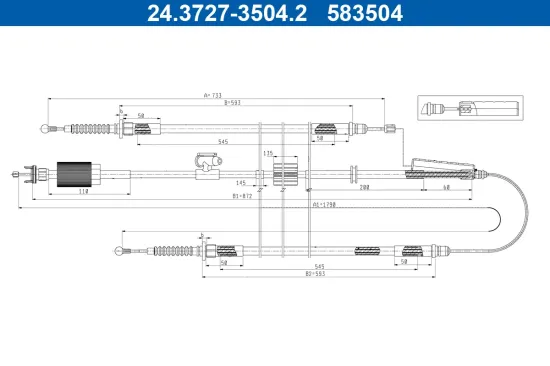 Seilzug, Feststellbremse hinten ATE 24.3727-3504.2 Bild Seilzug, Feststellbremse hinten ATE 24.3727-3504.2