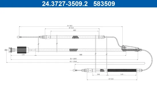 Seilzug, Feststellbremse hinten ATE 24.3727-3509.2 Bild Seilzug, Feststellbremse hinten ATE 24.3727-3509.2