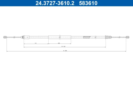 Seilzug, Feststellbremse hinten rechts ATE 24.3727-3610.2 Bild Seilzug, Feststellbremse hinten rechts ATE 24.3727-3610.2