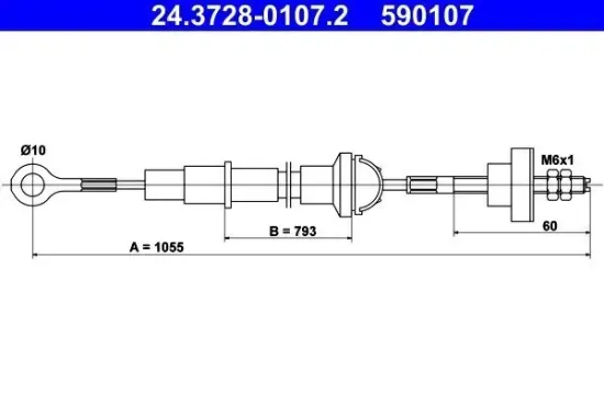 Seilzug, Kupplungsbetätigung ATE 24.3728-0107.2 Bild Seilzug, Kupplungsbetätigung ATE 24.3728-0107.2