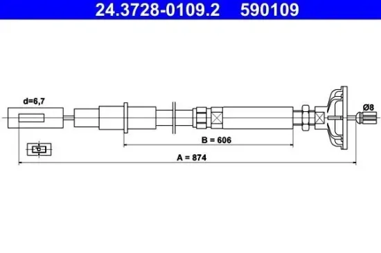 Seilzug, Kupplungsbetätigung ATE 24.3728-0109.2 Bild Seilzug, Kupplungsbetätigung ATE 24.3728-0109.2