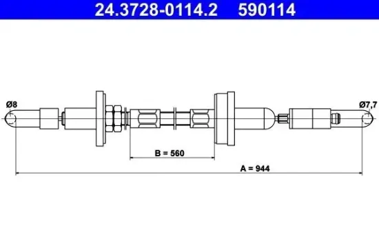 Seilzug, Kupplungsbetätigung ATE 24.3728-0114.2 Bild Seilzug, Kupplungsbetätigung ATE 24.3728-0114.2