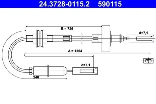 Seilzug, Kupplungsbetätigung ATE 24.3728-0115.2 Bild Seilzug, Kupplungsbetätigung ATE 24.3728-0115.2