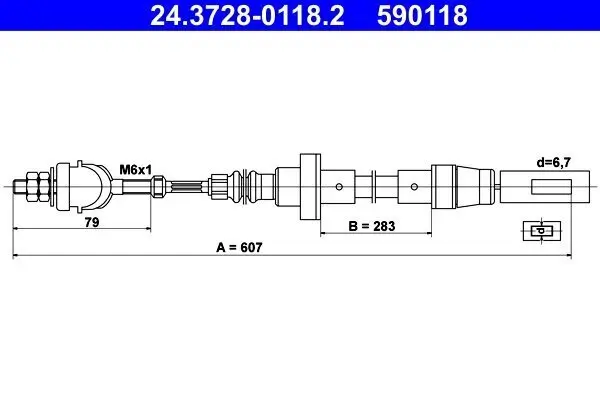 Seilzug, Kupplungsbetätigung ATE 24.3728-0118.2