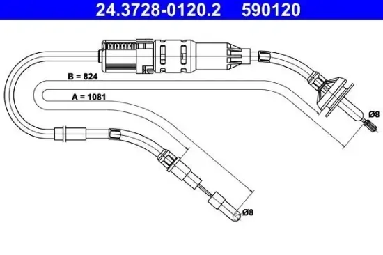 Seilzug, Kupplungsbetätigung ATE 24.3728-0120.2 Bild Seilzug, Kupplungsbetätigung ATE 24.3728-0120.2