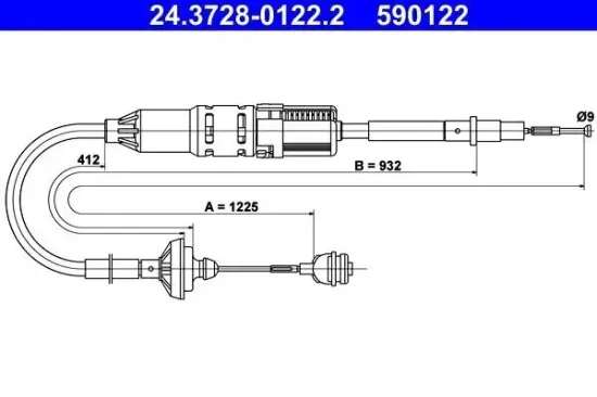 Seilzug, Kupplungsbetätigung ATE 24.3728-0122.2 Bild Seilzug, Kupplungsbetätigung ATE 24.3728-0122.2