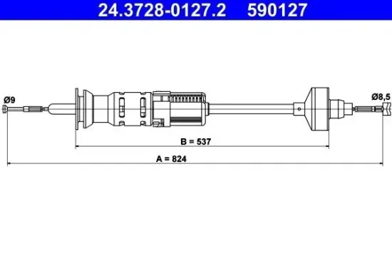 Seilzug, Kupplungsbetätigung ATE 24.3728-0127.2 Bild Seilzug, Kupplungsbetätigung ATE 24.3728-0127.2