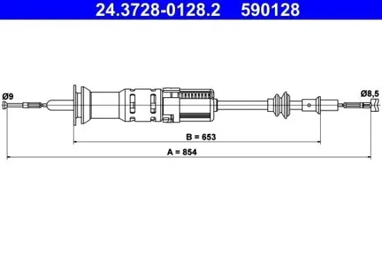 Seilzug, Kupplungsbetätigung ATE 24.3728-0128.2 Bild Seilzug, Kupplungsbetätigung ATE 24.3728-0128.2