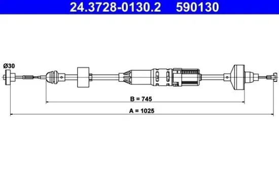 Seilzug, Kupplungsbetätigung ATE 24.3728-0130.2 Bild Seilzug, Kupplungsbetätigung ATE 24.3728-0130.2