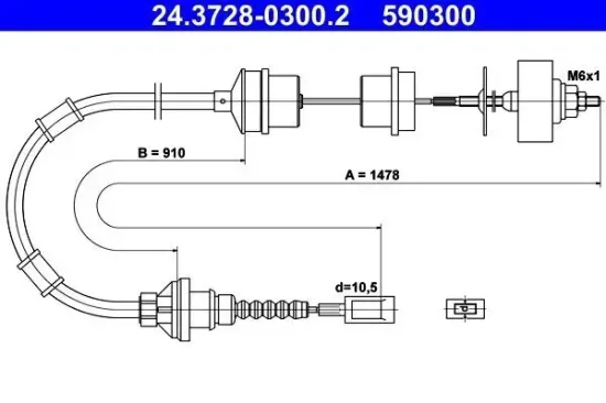 Seilzug, Kupplungsbetätigung ATE 24.3728-0300.2 Bild Seilzug, Kupplungsbetätigung ATE 24.3728-0300.2