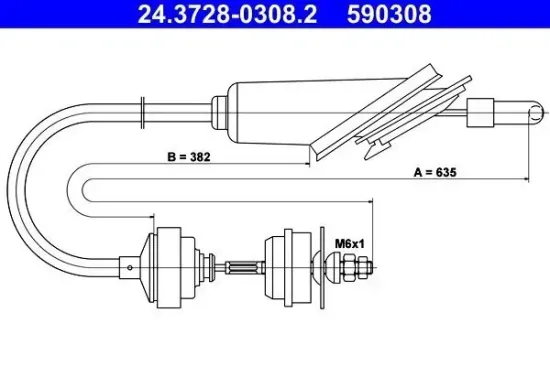 Seilzug, Kupplungsbetätigung ATE 24.3728-0308.2 Bild Seilzug, Kupplungsbetätigung ATE 24.3728-0308.2