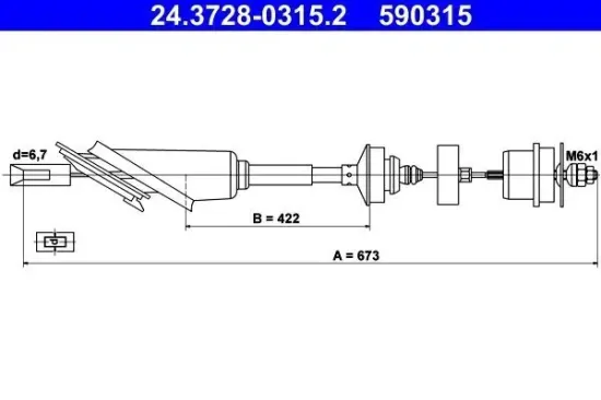 Seilzug, Kupplungsbetätigung ATE 24.3728-0315.2 Bild Seilzug, Kupplungsbetätigung ATE 24.3728-0315.2