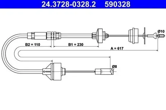 Seilzug, Kupplungsbetätigung ATE 24.3728-0328.2 Bild Seilzug, Kupplungsbetätigung ATE 24.3728-0328.2