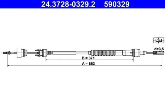 Seilzug, Kupplungsbetätigung ATE 24.3728-0329.2 Bild Seilzug, Kupplungsbetätigung ATE 24.3728-0329.2