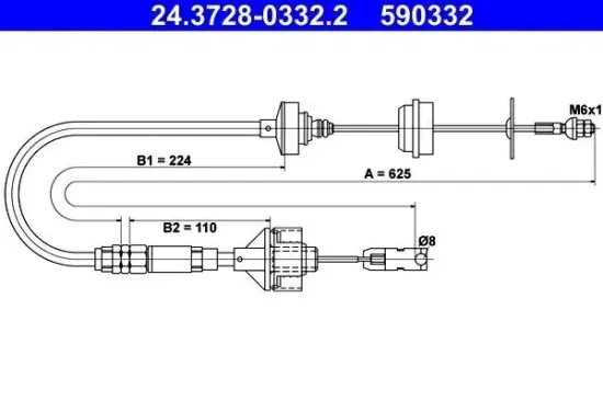 Seilzug, Kupplungsbetätigung ATE 24.3728-0332.2 Bild Seilzug, Kupplungsbetätigung ATE 24.3728-0332.2