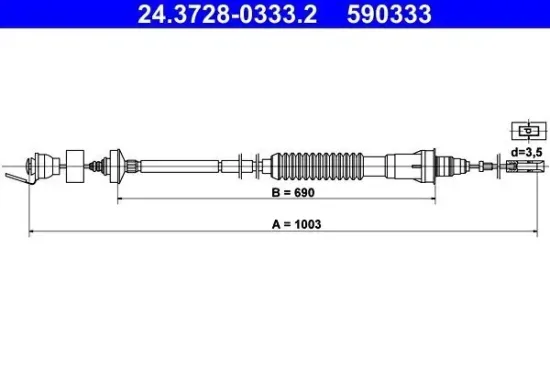 Seilzug, Kupplungsbetätigung ATE 24.3728-0333.2 Bild Seilzug, Kupplungsbetätigung ATE 24.3728-0333.2