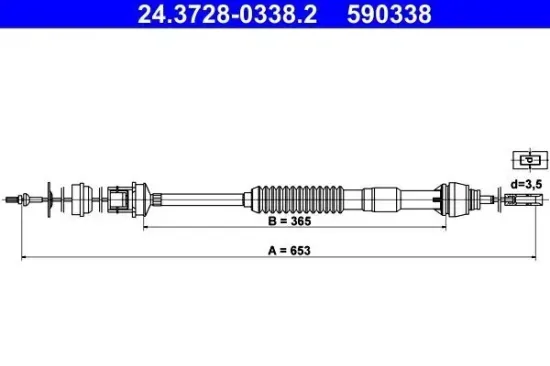 Seilzug, Kupplungsbetätigung ATE 24.3728-0338.2 Bild Seilzug, Kupplungsbetätigung ATE 24.3728-0338.2