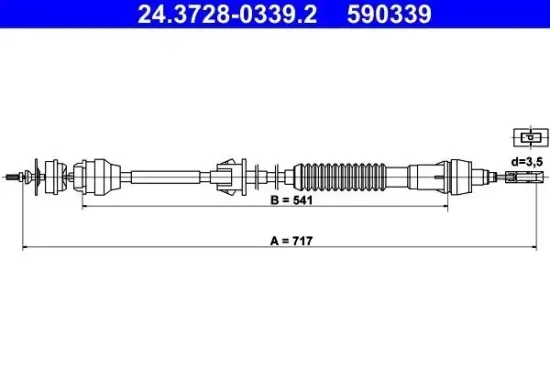 Seilzug, Kupplungsbetätigung ATE 24.3728-0339.2 Bild Seilzug, Kupplungsbetätigung ATE 24.3728-0339.2