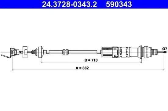 Seilzug, Kupplungsbetätigung ATE 24.3728-0343.2 Bild Seilzug, Kupplungsbetätigung ATE 24.3728-0343.2