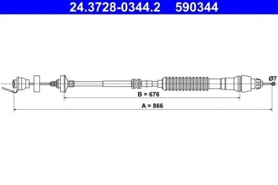 Seilzug, Kupplungsbetätigung ATE 24.3728-0344.2 Bild Seilzug, Kupplungsbetätigung ATE 24.3728-0344.2