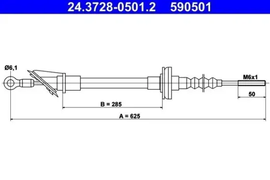 Seilzug, Kupplungsbetätigung ATE 24.3728-0501.2 Bild Seilzug, Kupplungsbetätigung ATE 24.3728-0501.2