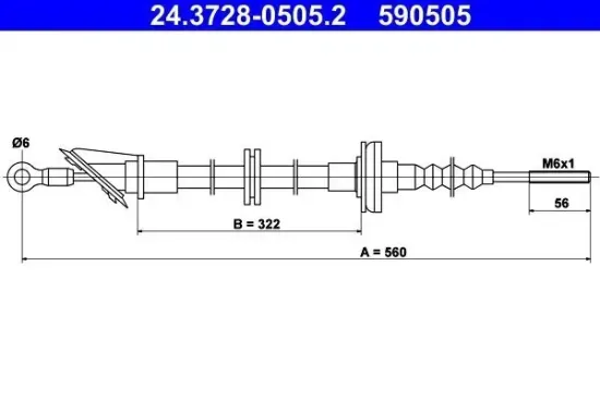 Seilzug, Kupplungsbetätigung ATE 24.3728-0505.2 Bild Seilzug, Kupplungsbetätigung ATE 24.3728-0505.2