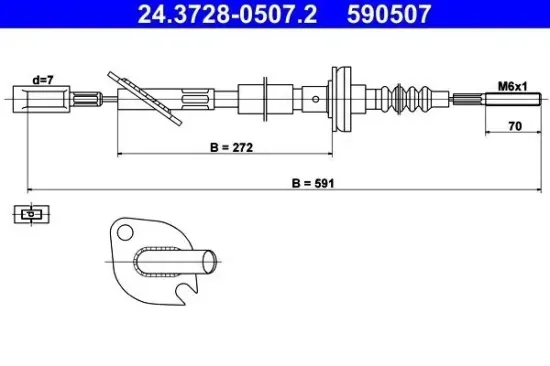 Seilzug, Kupplungsbetätigung ATE 24.3728-0507.2 Bild Seilzug, Kupplungsbetätigung ATE 24.3728-0507.2