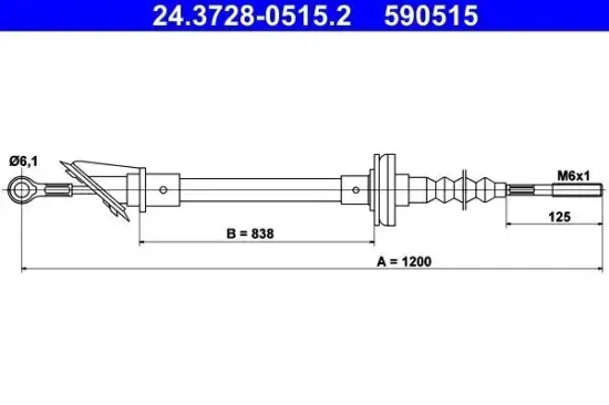 Seilzug, Kupplungsbetätigung ATE 24.3728-0515.2 Bild Seilzug, Kupplungsbetätigung ATE 24.3728-0515.2