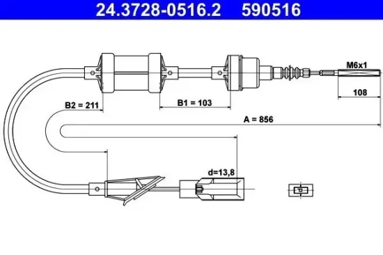 Seilzug, Kupplungsbetätigung ATE 24.3728-0516.2 Bild Seilzug, Kupplungsbetätigung ATE 24.3728-0516.2