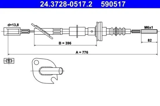 Seilzug, Kupplungsbetätigung ATE 24.3728-0517.2 Bild Seilzug, Kupplungsbetätigung ATE 24.3728-0517.2