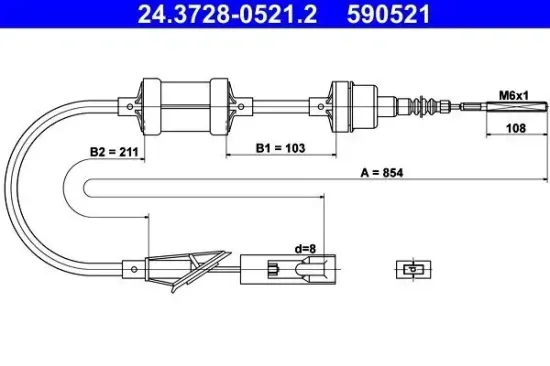 Seilzug, Kupplungsbetätigung ATE 24.3728-0521.2 Bild Seilzug, Kupplungsbetätigung ATE 24.3728-0521.2