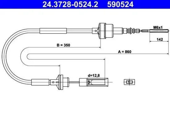 Seilzug, Kupplungsbetätigung ATE 24.3728-0524.2 Bild Seilzug, Kupplungsbetätigung ATE 24.3728-0524.2