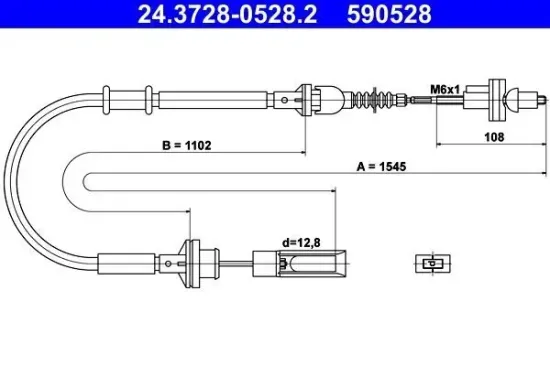 Seilzug, Kupplungsbetätigung ATE 24.3728-0528.2 Bild Seilzug, Kupplungsbetätigung ATE 24.3728-0528.2