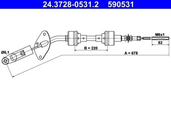 Seilzug, Kupplungsbetätigung ATE 24.3728-0531.2 Bild Seilzug, Kupplungsbetätigung ATE 24.3728-0531.2