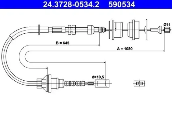 Seilzug, Kupplungsbetätigung ATE 24.3728-0534.2 Bild Seilzug, Kupplungsbetätigung ATE 24.3728-0534.2