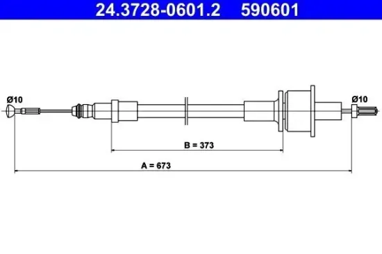 Seilzug, Kupplungsbetätigung ATE 24.3728-0601.2 Bild Seilzug, Kupplungsbetätigung ATE 24.3728-0601.2