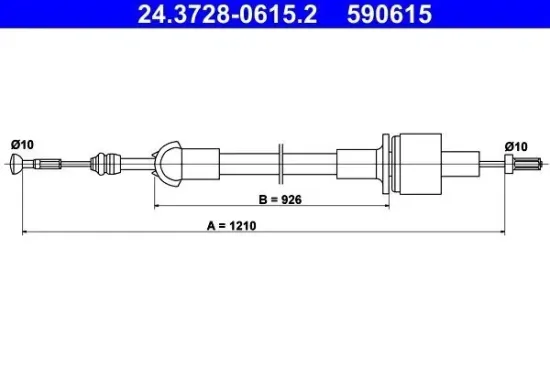 Seilzug, Kupplungsbetätigung ATE 24.3728-0615.2 Bild Seilzug, Kupplungsbetätigung ATE 24.3728-0615.2