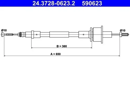 Seilzug, Kupplungsbetätigung ATE 24.3728-0623.2 Bild Seilzug, Kupplungsbetätigung ATE 24.3728-0623.2