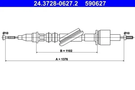 Seilzug, Kupplungsbetätigung ATE 24.3728-0627.2 Bild Seilzug, Kupplungsbetätigung ATE 24.3728-0627.2