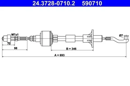 Seilzug, Kupplungsbetätigung ATE 24.3728-0710.2 Bild Seilzug, Kupplungsbetätigung ATE 24.3728-0710.2