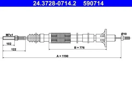 Seilzug, Kupplungsbetätigung ATE 24.3728-0714.2 Bild Seilzug, Kupplungsbetätigung ATE 24.3728-0714.2