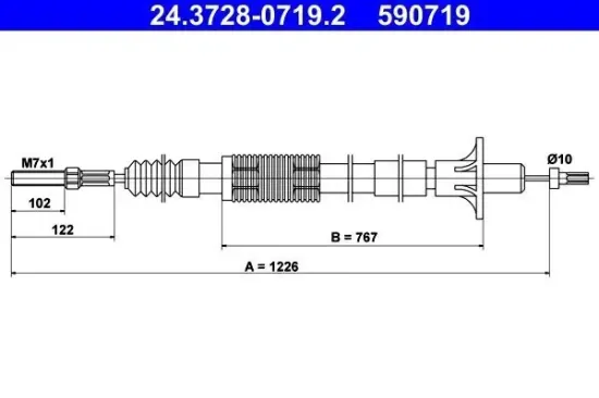 Seilzug, Kupplungsbetätigung ATE 24.3728-0719.2 Bild Seilzug, Kupplungsbetätigung ATE 24.3728-0719.2