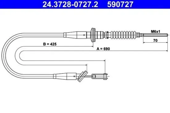 Seilzug, Kupplungsbetätigung ATE 24.3728-0727.2 Bild Seilzug, Kupplungsbetätigung ATE 24.3728-0727.2