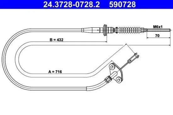 Seilzug, Kupplungsbetätigung ATE 24.3728-0728.2 Bild Seilzug, Kupplungsbetätigung ATE 24.3728-0728.2