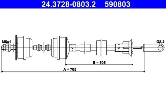 Seilzug, Kupplungsbetätigung ATE 24.3728-0803.2 Bild Seilzug, Kupplungsbetätigung ATE 24.3728-0803.2